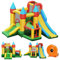DREAMADE Aufblasbare Hüpfburg mit Gebläse, 330 x 300 x 210 cm Springburg mit 2 Rutsche, Sprungbereich & 60 Ozeanbällen, Spielburg Kinder für Garten, Park & Party