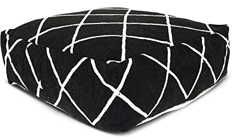 Marokkanischer Kelim Pouf Zebra Schwarz