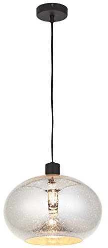National Lighting Industrial Pendant Light Hanging Lamp with Glass Lampshade LED Pendant Light Fitting Dimmable Kitchen Island Lights Dome Ceiling Light 10W E27 - Chrome