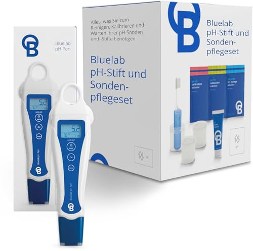 Bluelab pH-Pen & Care Kit mit Kalibrierlösung, Aufbewahrung & Pinsel – digitaler Tester für pH & Temperatur in Boden/Lösungen, sorgt für optimale Pflanzengesundheit & Ertrag | Mit Kalibrierbedarf, Aufbewahrungslösung und Bürste - Digitaler Tester für pH-Wert und Temperatur in Anbaulösungen