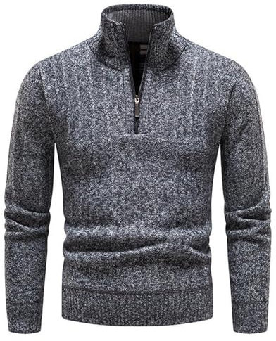 OlyljpinZ Maglione con Collo Alto Pullover Troyer da Uomo Invernali Maglioni con Cerniera Maniche Lunghe Slim Mezza Zip Foderato in Pile Pullover Morbido Giacca