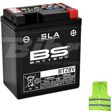 KOMPATIBEL MIT Yamaha YP RA X-MAX ABS 125 da Jahr 2018 al 2020 BATTERIEN YTZ8V BS SLA-Batterie BEREITS BEREIT UND FÜR DEN Gebrauch AUFGELADEN 7,4 AH Ampere 12 Volt 130X113X70MM