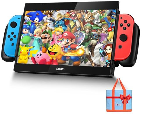 G-Story Monitor portatile da 10.1'' per Switch gioco portatile 1080P Schermo IPS con USB Type-C e Borsa Casuale, Modalità gioco, Monitor da viaggio per Switch(Non Incluso)