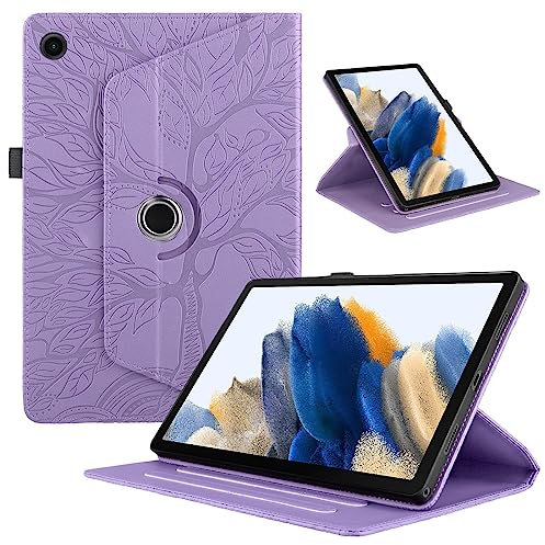 TEDTIKJT Funda Compatible con Samsung Galaxy Tab A9 8.7 2023 Carcasa Cuero PU 360°Rotación Soporte Protección Flip Case Tabletas Cover para Samsung Galaxy Tab A9 (SM-X110/SM-X115),Violet Árboles