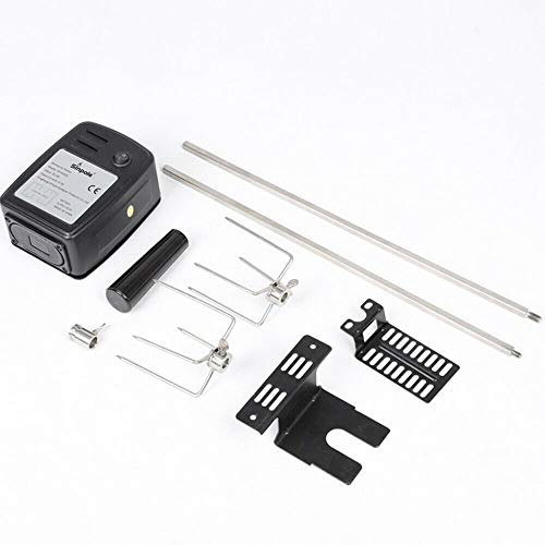 Xigner Spiedino girevole motorizzato, in acciaio inox, girarrosto elettrico a gas per un perfetto piacere con 2 aghi da carne e motore, girarrosto, ideale per famiglie, picnic, campeggio