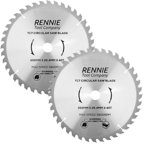 2 Pack - 255mm x 40T x 25.4mm Bore TCT Circular Wood Saw Blades Fits Evolution Saws & Evolution Rage Saws. 255mm Saw Blades 25.4mm Bore With 40 Teeth. 10 (10 inch) Mitre Saw Blade Rennie Tools