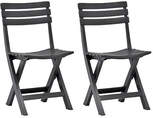 ShGaxin Klappbare Gartenstühle 2 STK Hochlehner, Campingstühle, Lehnstühle, Wetterfest Stuhl, Garden Chair, Kunststoff Anthrazit