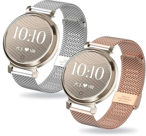 HYSDFFG 2 Stück Ersatzarmband für Garmin Lily 2 Armband für Damen/Herren, Ersatz Edelstahl Metall Armband Kompatibel mit Garmin Lily 2 (B)
