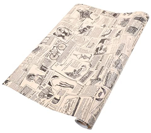 Yardenfun 17.7x117 Inches Retro Newspaper Wall Decals Vintage Adhesive Wallpaper for Bedroom Bathroom Decor