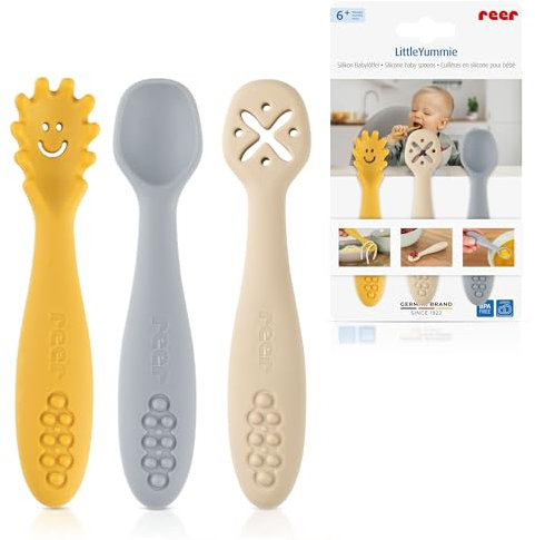 reer LittleYummie Babyled Weaning Cuillère d'apprentissage en silicone pour bébé 100% silicone de qualité alimentaire