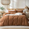 Freyamy Baumwolle Bettwäsche 155x220cm 2teilig Karamell Baumwolle Renforce Bettwäsche Set Unifarben Leinenoptik Deckenbezug Uni Elegant Bettbezug mit Reißverschluss und Kissenbezug 80x80cm
