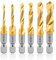 KURSTOL HSS Tap Bit Set - 6pcs Metric Combination Drill Tap Bit for Drilling, Tapping, Countersinking, Titanium Combination Drill Quick Change Shank Fixed on Tapping Machine