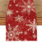 Tarklanda Weihnachten Schneeflocken Tischläufer, Rot Xmas Tischläufer Winterlich, Saisonnal Waschbar Küche Esstisch Tisch Dekoration für Drinnen und Draußen Urlaub Party Wohnzimmer 40x180 cm