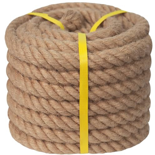 Corde torsadée de manille (3,8 cm x 45,2 m) en chanvre naturel pour quais, nautique, balustrade, escalade, décoration