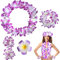 Hawaii Blumenketten, 5Pcs Blumenkette Deko Leis Blumenketten hawaii Ketten Blumen Mit Halskette Stirnband Armband Haarclips, Blumengirlande FüR Hawaii Strandpartys Hochzeit