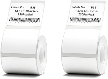 2 Rollen Etikettenband Papier, Thermo Etiketten Selbstklebend für Etikettierer M110/M220/B3S/T50PRO, 40 x 30 mm, Thermo-Etikettenband für Schule, Zuhause, Büro, 240 Etiketten/Rolle(Weiß)