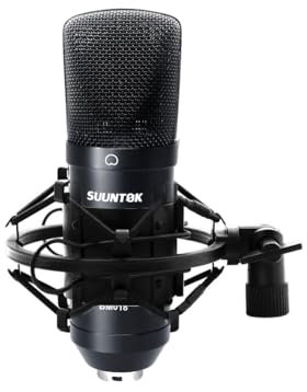 SUUNTOK XLR Condenser Microphone Recording Microphone for PC Computer Home Studio Cardioid Podcast Mic Kit for Streaming, ASMR, YouTube, Voice-Over, Gaming, Vocal (Black)