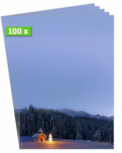 SIGEL DP645 Briefpapier Weihnachten Christmas Chapel A4, 100 Blatt, aus nachhaltigem Papier, Weihnachtsbriefpapier, Einladung, Menükarte