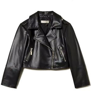 Twinset Giacca Chiodo Nero Effetto Pelle (IT, Età, 12 anni, Regular, Bambina, Nero)