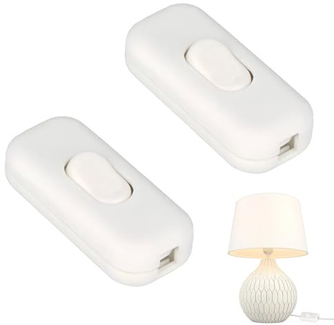 2Pcs Inline Switch, Durable 250V Lamp Switchs, 6A in Line Switch for Lamps, Replacement, Switchs for Convenience for Home School Office Table Lamp/Floor, Etc. (White)