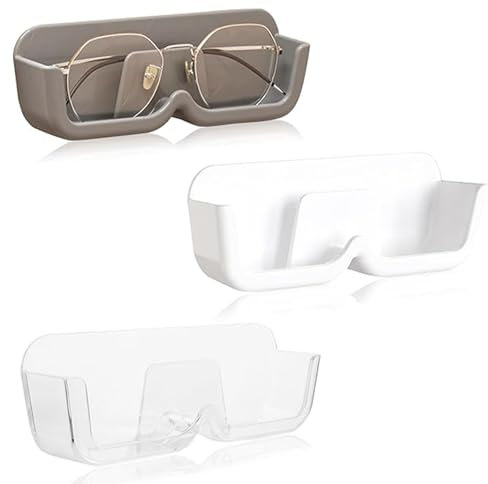 3 Pcs Glasses Holder Stand, Wall Mounted Adhesive Glasses Storage Box Hanging Sunglasses Organizer Eye Glass Case for Home Wall Decor