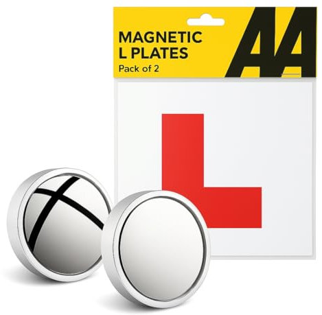 Magnetic L Plates for New Drivers UK – Blind Spot Mirror Included – Easy Stick Car Learner Plates – Waterproof & Removable – Essential Driving Test Accessories