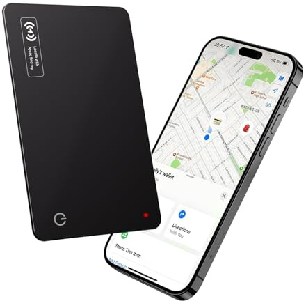 Lmrbelec Tracker Karte, Slim Wallet Tracking Card mit Apple Find My (nur iOS), wiederaufladbare Smart Card für Gepäck, Ausweis/Kreditkarte, Reisepass (Schwarz, 1 Stück)