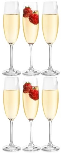 6 Pack Classic Champagne Flutes, 6 Ounce Stemmed Champagne Glasses Transparent Crystal Shimmering Wine Glasses, Ideal for Celebrations and Special Occasions Perfect for Champagne and Wine Lover