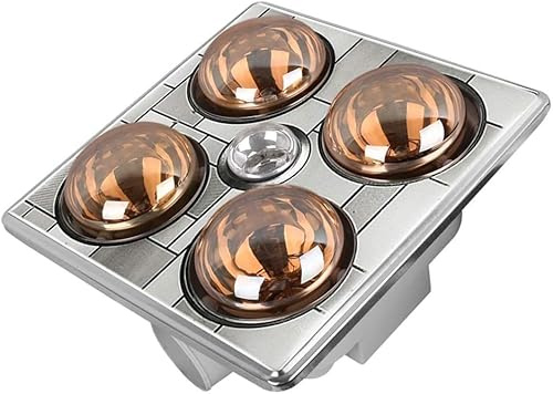 TAIHESHU 4-Lights Bathroom Fan Ventilation with Heat and LED Lighting Embedded Bathroom Ceiling Heat Lamp Multifunction Waterproof Bedroom Bath Ceiling Integrated Heating Light 1180W (Color : Gold)