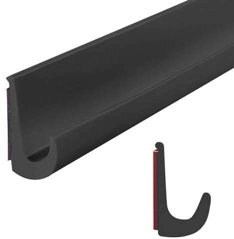 J-Shape RV Rain Gutter, 5m Rain Gutter Self Adhesive, Roof Edge Protection Profile, TPE Rain Gutters for Vehicle, Truck, Motorhome, Boat, Car, Van, Door, Roof Rain Diversion Strip (Black)