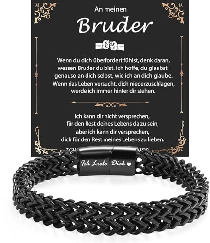 JEWTOP Geschenke für Männer Armband mit Gravur Herren Geschenk für Papa Sohn Bruder Onkel Mann zum Geburtstag Weihnachten Vatertag Valentinstag