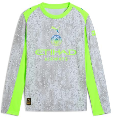 PUMA Manchester City Kids Third Shirt 2025/26 Season - Long Sleeve - Pro Green - Size: 9/10 Years