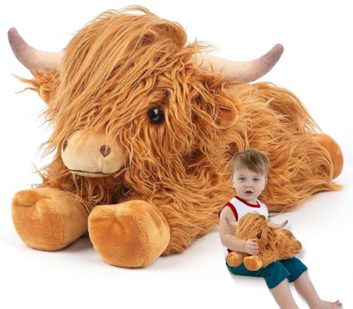 Dhqkqg Hochlandrind Braunes Plüschtier,38cm Kuscheltier Hochlandrind,Hochlandkuh Plüschtiers,Hochlandkuh Weichpuppen,Highland Cow Plush Toy,Niedliches Plüschtiers Geschenke Für Kinder & Erwachsene