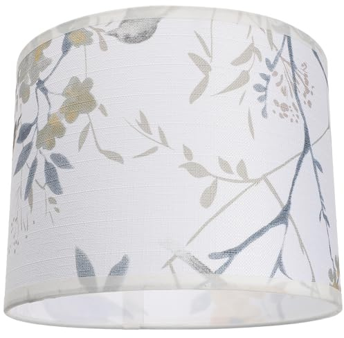 COLLBATH Blumenmuster Stofflampenschirm für E27 Tischlampe Dekorativer Lampenschirm aus Gewebe und Metall Weichlichtdämpfend für Wohnzimmer und Schlafzimmer