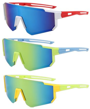 Cyberwork 3 gafas de sol para niños, gafas de sol para niños, protección UV400, polarizadas, para niños y niñas, ideales para ciclismo, pesca, golf, senderismo, correr, esquí, actividades al aire