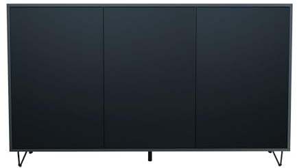 InnoFurn Sideboard Elena, Kommode mit Push-to-Open, Made in Germany, Moderner Schrank für Wohnzimmer Schlafzimmer Anthrazit matt/Schwarz matt (152,5 x 83 x 37 cm)