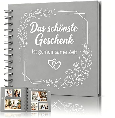 Fotoalbum Klein,Scrapbook DIY-Erinnerungsbuch & Gästebuch,Muttertag,Valentinstag Weihnachten Hochzeitstag und Hochzeit Geschenk Grau Fotoalbum zum Selbstgestalten(Einkleben 20,5 x 20,5cm 40Seiten)