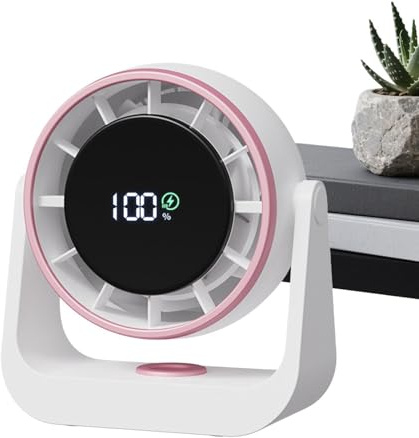 Demsyeq Table Fan | LED Display Rechargeable Quiet Cooling - Portable Desktop Fan for Wall,for Bedroom Living Room Bathroom Home Office Hiking Camping Beach Men Women