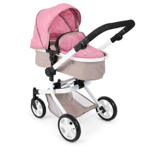 Bayer Chic 2000 Kombi-Puppenwagen Mika 2-in-1, faltbar, 47–80 cm | Mit Schwenkschieber, umsetzbarem Aufsatz und schwenkbaren Vorderrädern – für Puppen bis 52 cm und Kinder von 4–8 Jahren.