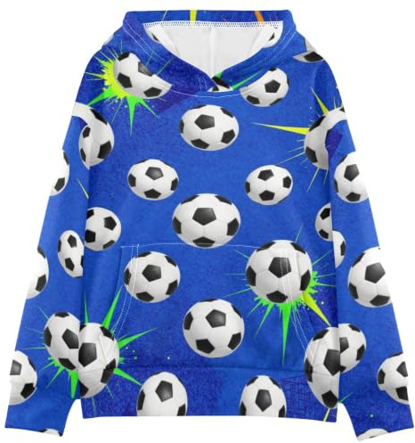 SyXIOP Barnhuvtröjor fotboll | med fickor sweatshirt för pojkar flickor pullover 4-14 år