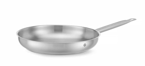 HENDI Bratpfanne, geeignet für alle Herdarten, flacher Boden, kühl bleibende Griff, mit Aufhängeöse, Universalpfanne, Induktionspfanne, 4,2L, ø320x(H) 59mm, Edelstahl, Aluminium