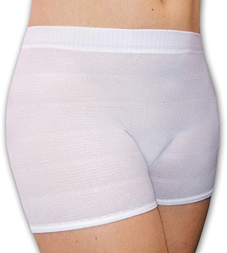 7er Set Wochenbett Panties mit Bein-Ansatz, Seamless Damen Pagen Krankenhaus Slips für Einweg Wöchnerinnen Binden nach der Geburt, Unterwäsche Mehrpack, S, Weiß