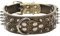 haoyueer Hundehalsband, Leder, mit Stacheln, Nieten, 5,1 cm breit, stilvolles Leder-Hundehalsband für mittelgroße und große Hunde, Pitbull ... (M, Goldbraun)