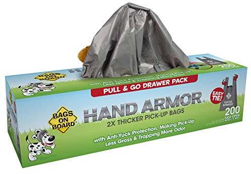 Bags on Board Hand Armour Kotbeutel extra stark - 200 Beutel mit Griff im Pull & Go Spender