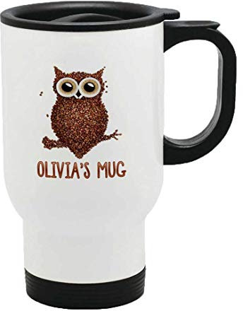 Daily Gifts Personalised Any Name Owl Thermal Travel Mug Flask Coffee Tea Mug 93