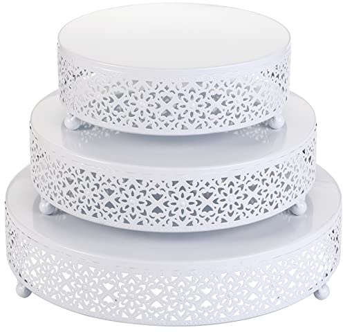 Hedume 3 Tlg. Tortenständer Set, Runder Metalltortenständer, Tortenplatte, Kuchenständer, Kuchenteller, Kuchenplatte, Display-Teller für Torte, Cupcake, Kuchen, Dessert, Hochzeit, Geburtstag