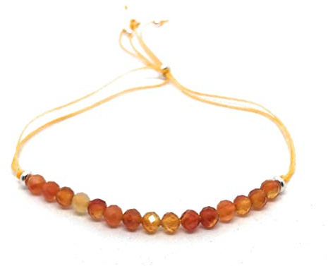 Bracciale in corda, agata arancione pietra naturale spessa 4 mm e argento sterling