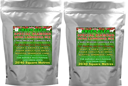 Hard Wearing Grass Seed -Fast Growing, Sun and Shade, Lawn Seed Mix for Hardy Ornamental Lawns and Play Areas. (2)