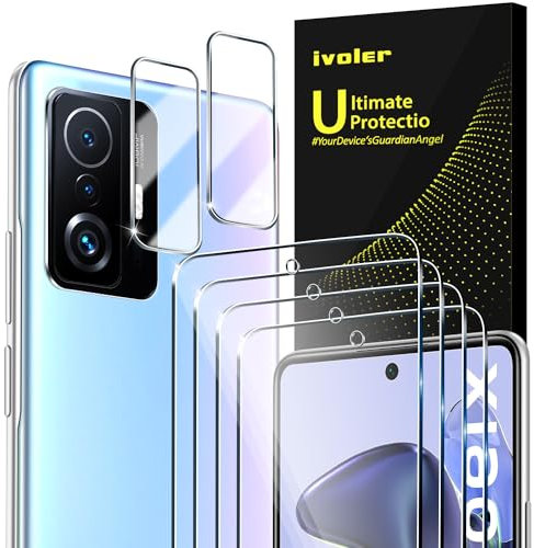 iVoler 4 Pezzi Vetro Temperato per Xiaomi 11T 5G / Xiaomi 11T Pro 5G, con 2 Pezzi Pellicola Fotocamera, Pellicola Protettiva Protezione Schermo Anti Graffio, Durezza 9H, Anti-Impronte, Senza Bolle