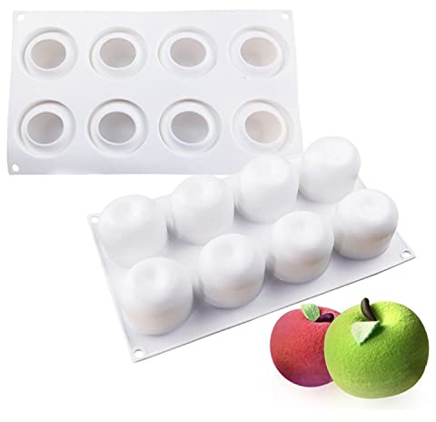 TROYSINC Obst Silikonform,Apfel, Erdbeere, Kirsche, Pfirsich, Orange, Birne Kuchen Backform Schokoladenform,für die Herstellung von heißer Schokoladenbombe, Kuchen, Gelee, Kuppelmousse (Apfel)